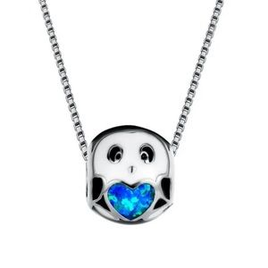 🆕 | Silver Panda Necklace | With Blue Stimulated Opal